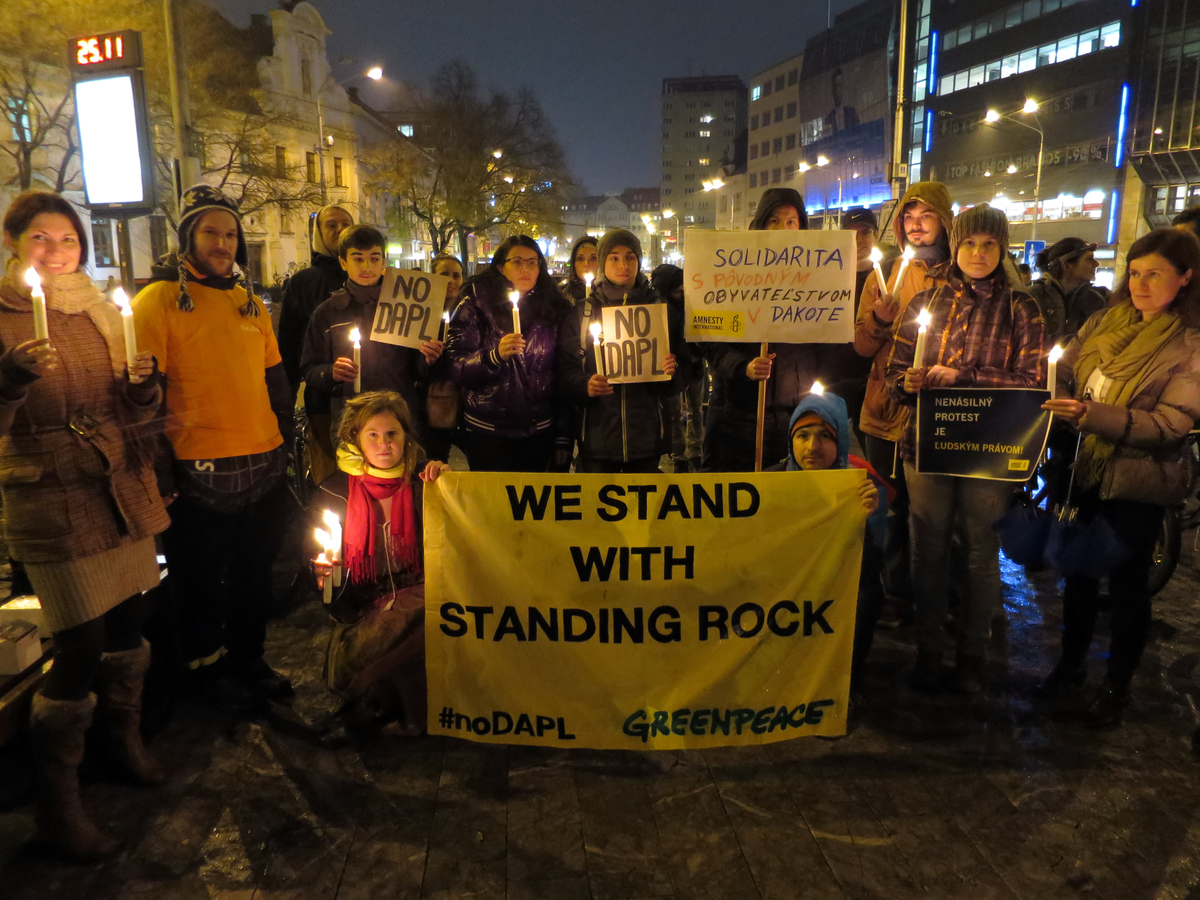 Standing Rock Solidarity Event in Bratislava, Slovakia © Juraj Rizman / Greenpeace