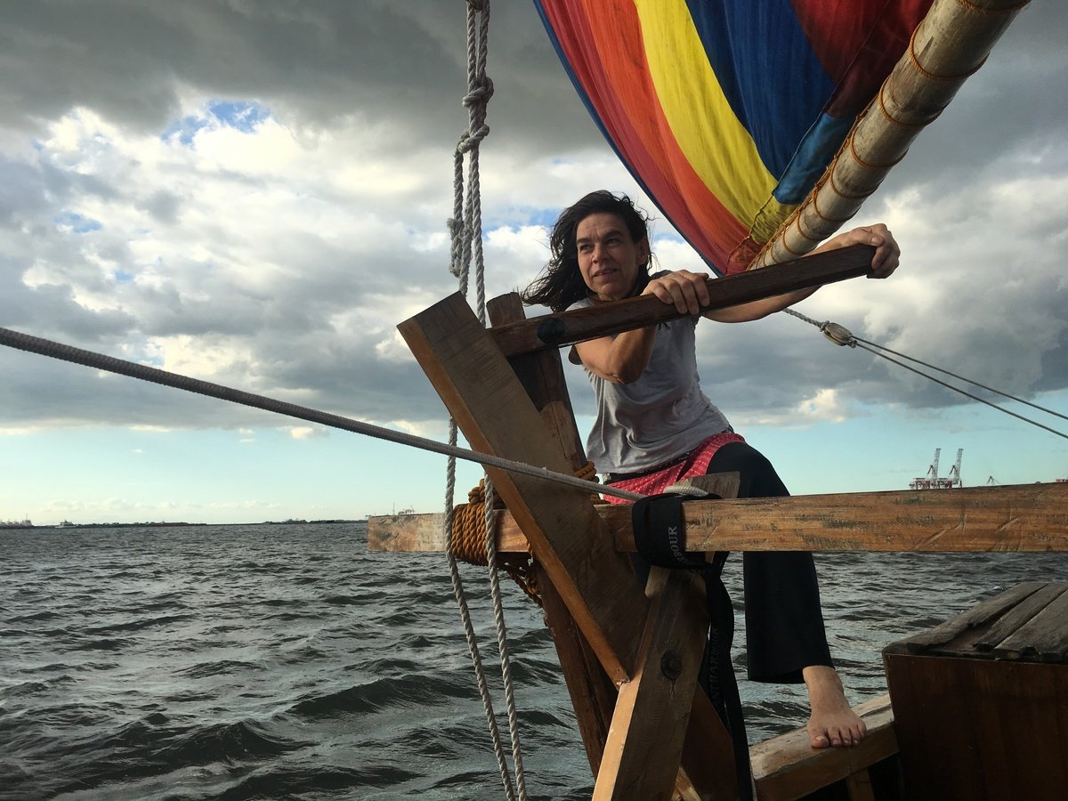 Captain Hettie Geenen on the Rainbow Warrior in Manila. © Angel Pago