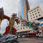Greenpeace protests with a plastic-spitting dragon in front of the 'Our Oceans 2017' conference-building in Malta. 
The four-meter high dragon spits single-use plastic to present a new way of exposing plastic pollution offenders as a part of the Break Free From Plastic movement. Greenpeace demands of targeted culprits such as Nestlé, Unilever, Procter & Gamble, Coca Cola etc to stop producing single-use plastics. 
The ‘Our Ocean 2017’ conference brings together representatives of governments, civil society, science, finance and businesses from around the world to discuss ocean protection. This year they are discussing marine litter.
Vor dem Gebaeude der "Our Ocean 2017"-Konferenz in Malta wurde ein vier-mal-vier Meter große, Plastikmuell spuckende Drachen-Plastik installiert um auf die globale Plastik-Problematik aufmerksam zu machen. Die "Break Free From Plastic"-Bewegung verlangt, dass die Hauptschuldigen, darunter schnelllebige Konsumgueter-Unternehmen wie Nestlé, Unilever, Procter & Gamble, Coca-Cola und PepsiCo, aufhoeren, Einweg-Plastik zu produzieren.
