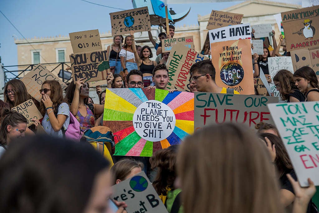 Global Climate Strike in Athens, Greece. © Constantinos Stathias / Greenpeace