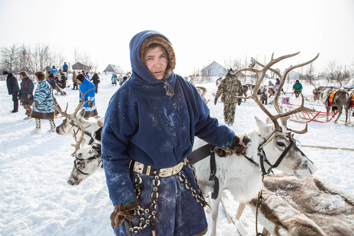 Indigenous People Oppose Oil Drilling on Reindeer Herder Day in Siberia. © Daria Karetnikova / Greenpeace