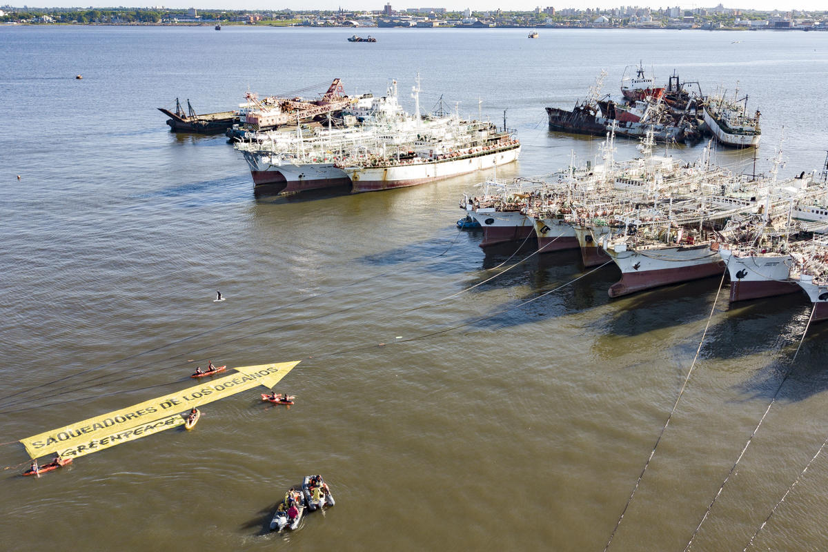 Greenpeace exposes destructive fishing vessels in the South Atlantic. © Fernando Garcia / Greenpeace