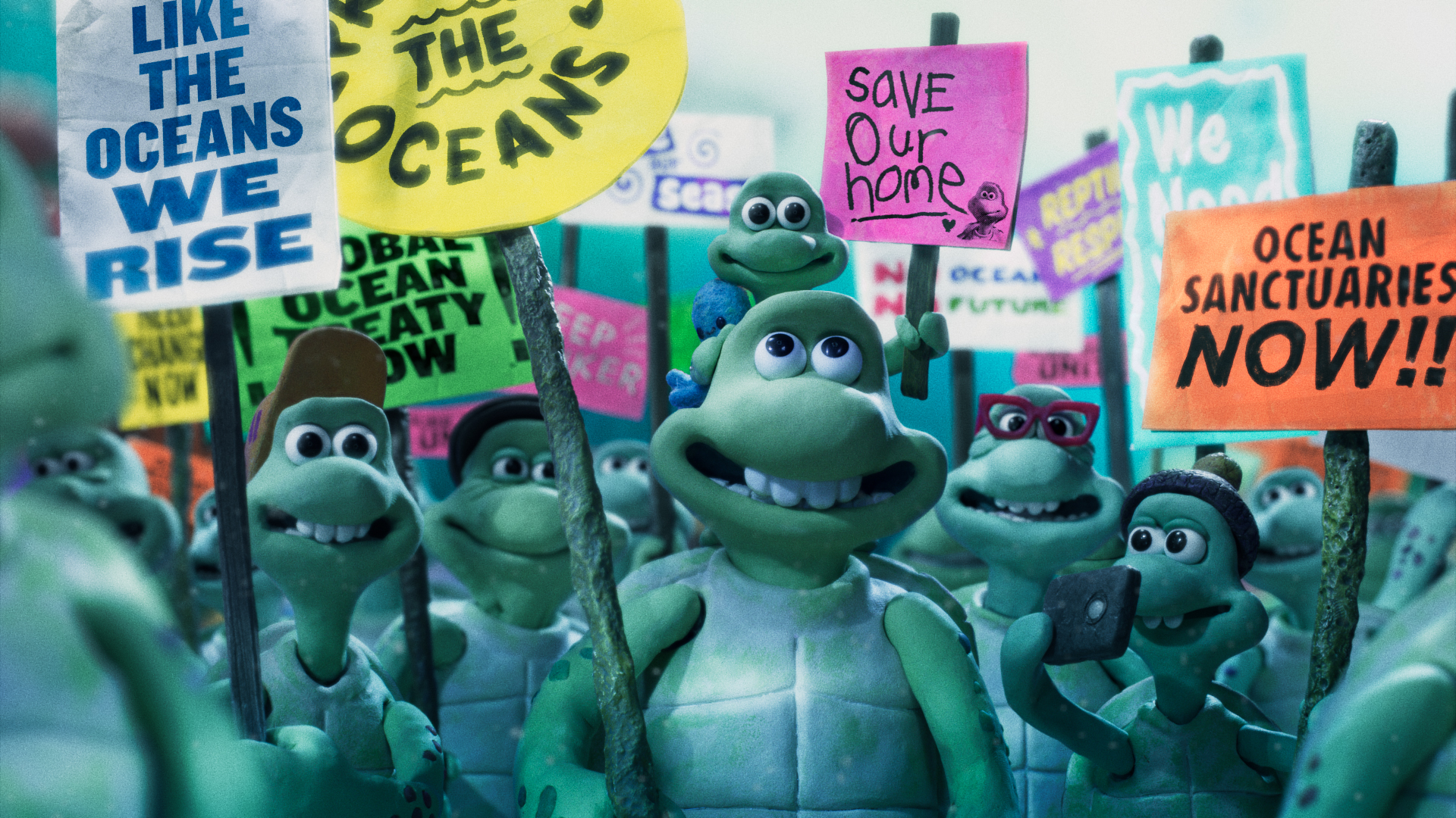 Still taken from the stop motion animation a 'Turtle Journey', produced by Aardman Animations and Greenpeace UK to highlight the plight of the oceans.