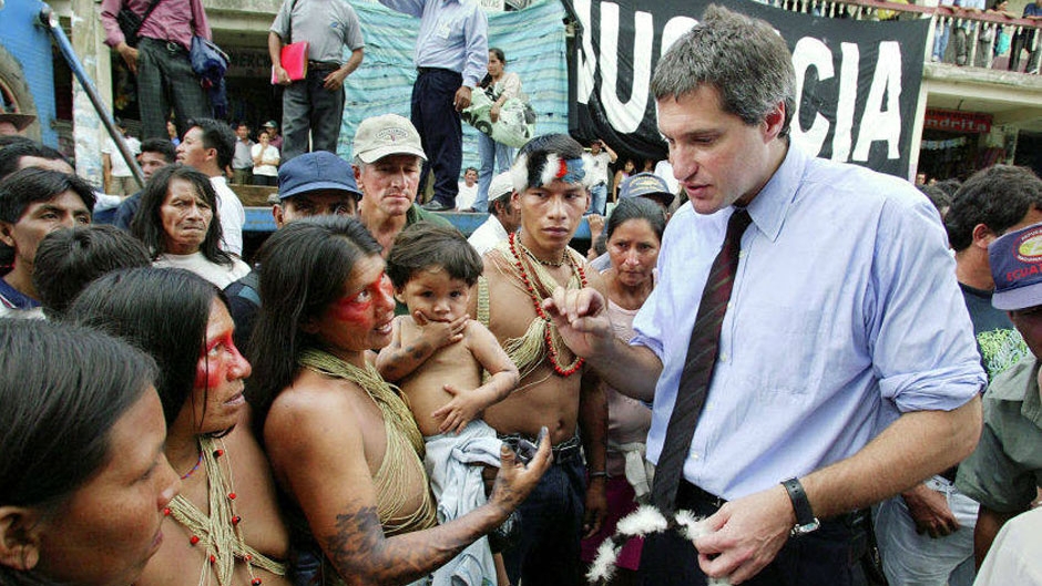 Steven Donziger with his clients in Ecuador.