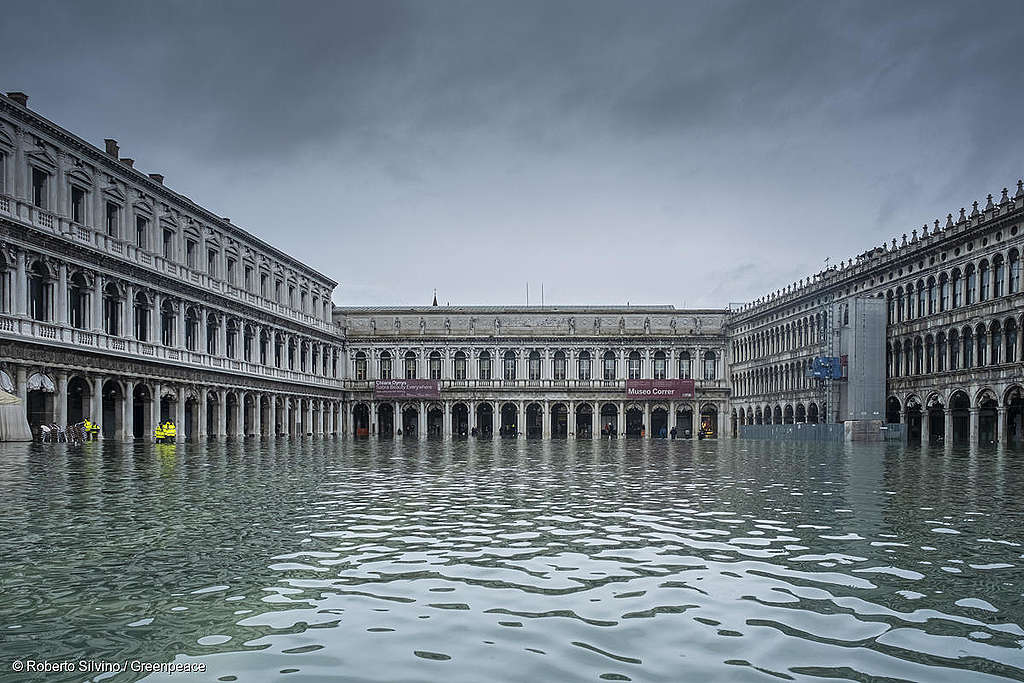 Picture showing a flooded Venice. Picture showing a flooded Venice.