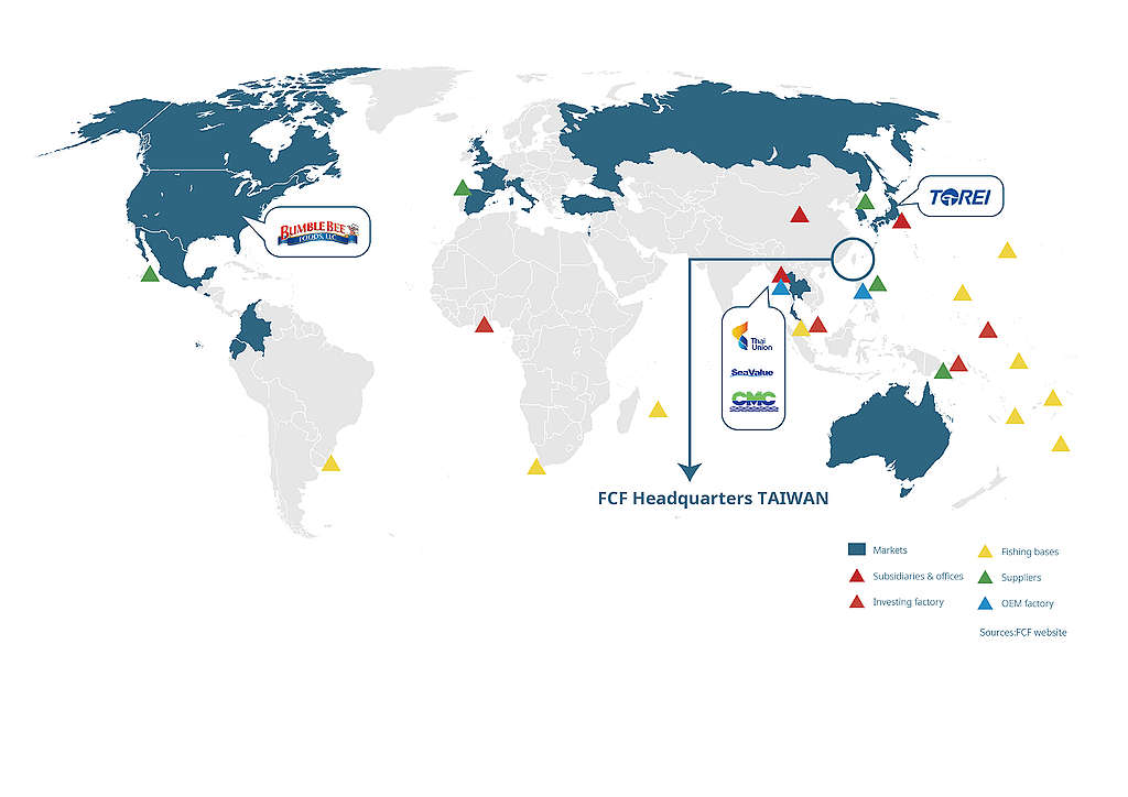 Map showing FCF’s global markets, buyers, suppliers and factories