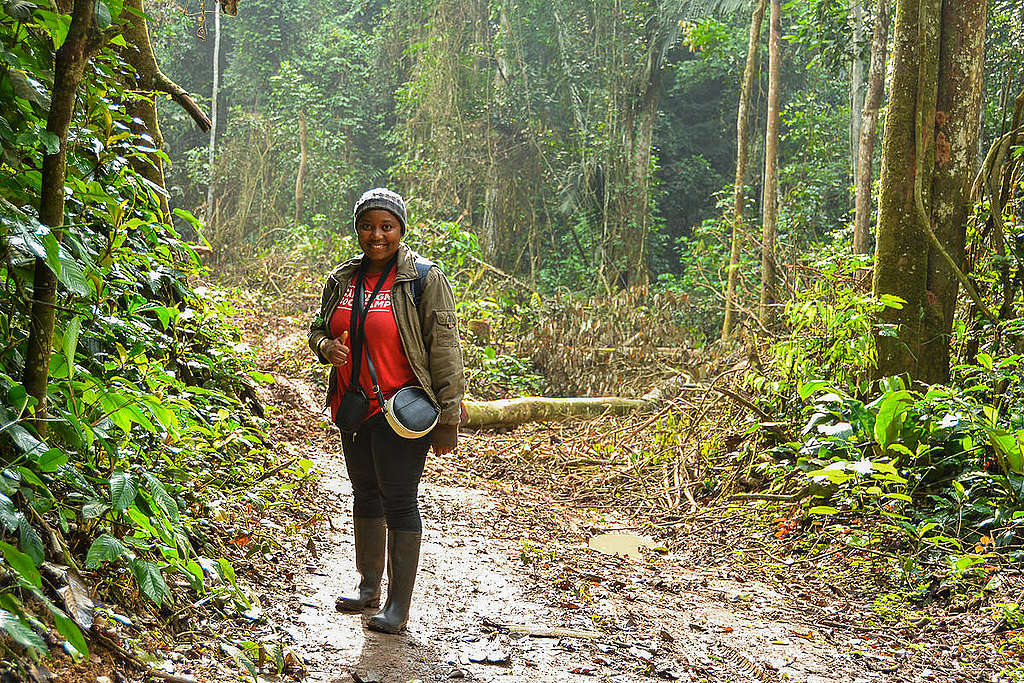 Forest Campaigner in Cameroon Rainforest. © Jean-Pierre-Kepseu / Greenpeace