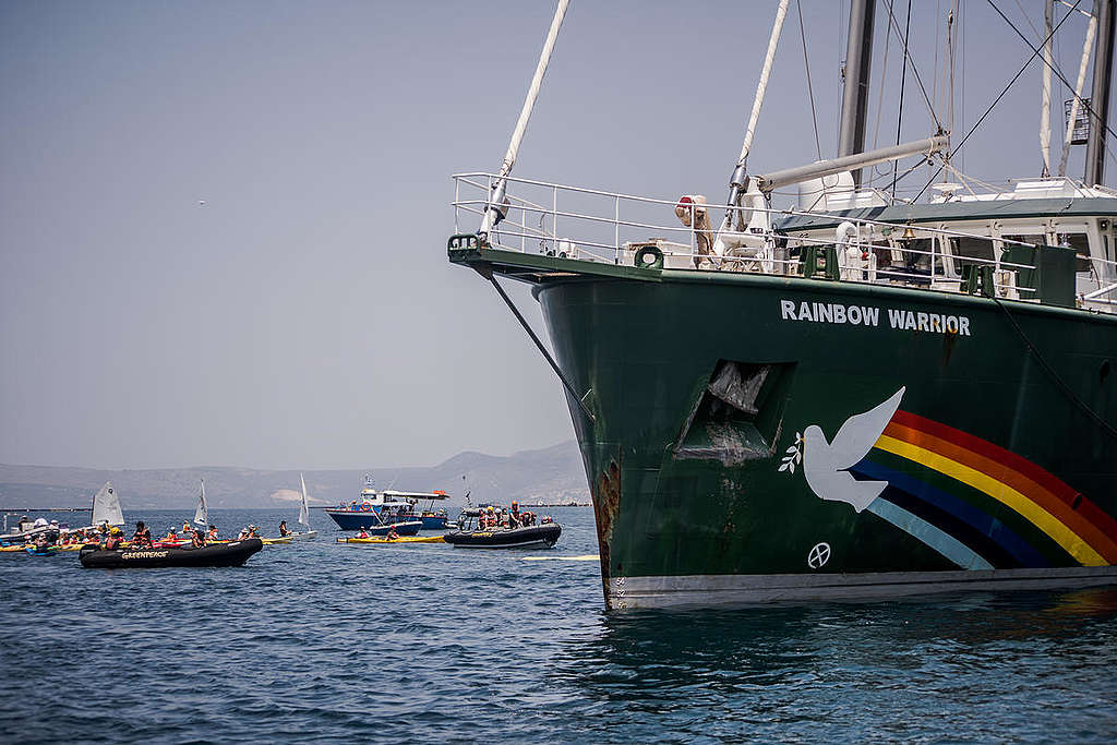 Rainbow Warrior in Kefalonia Greece. © Constantinos Stathias / Greenpeace