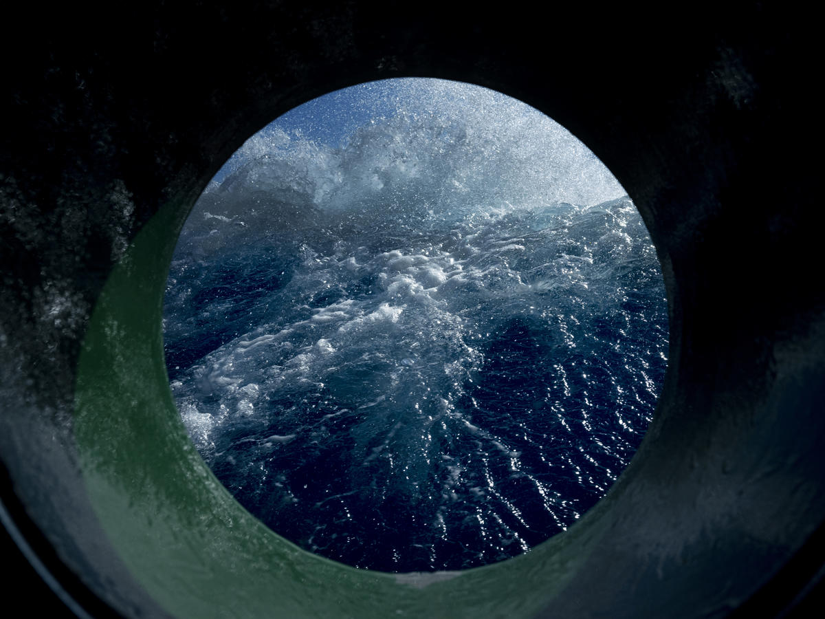 The Greenpeace ship, Arctic Sunrise moves through rolling seas as it crosses the Drake Passage after a 6 week tour of Antarctica. © Abbie Trayler-Smith / Greenpeace