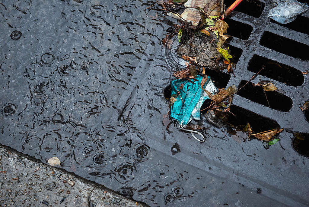 Personal Protective Equipment Pollution in New York. © Tracie Williams / Greenpeace