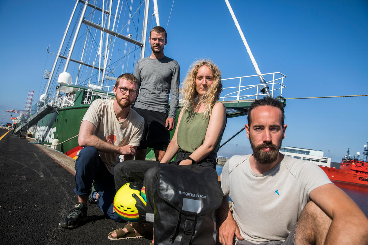 Project North Sea: Activists & Rainbow Warrior in Denmark. © Andrew McConnell / Greenpeace