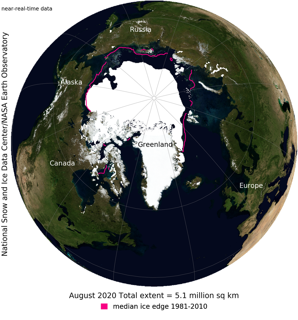 Arctic glacier recession. © National Snow and Ice Data Centre / NASA Earth Observatory