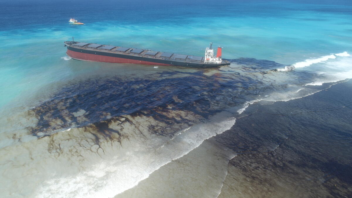 Mauritius Indian Ocean oil spill. Copyright unknown