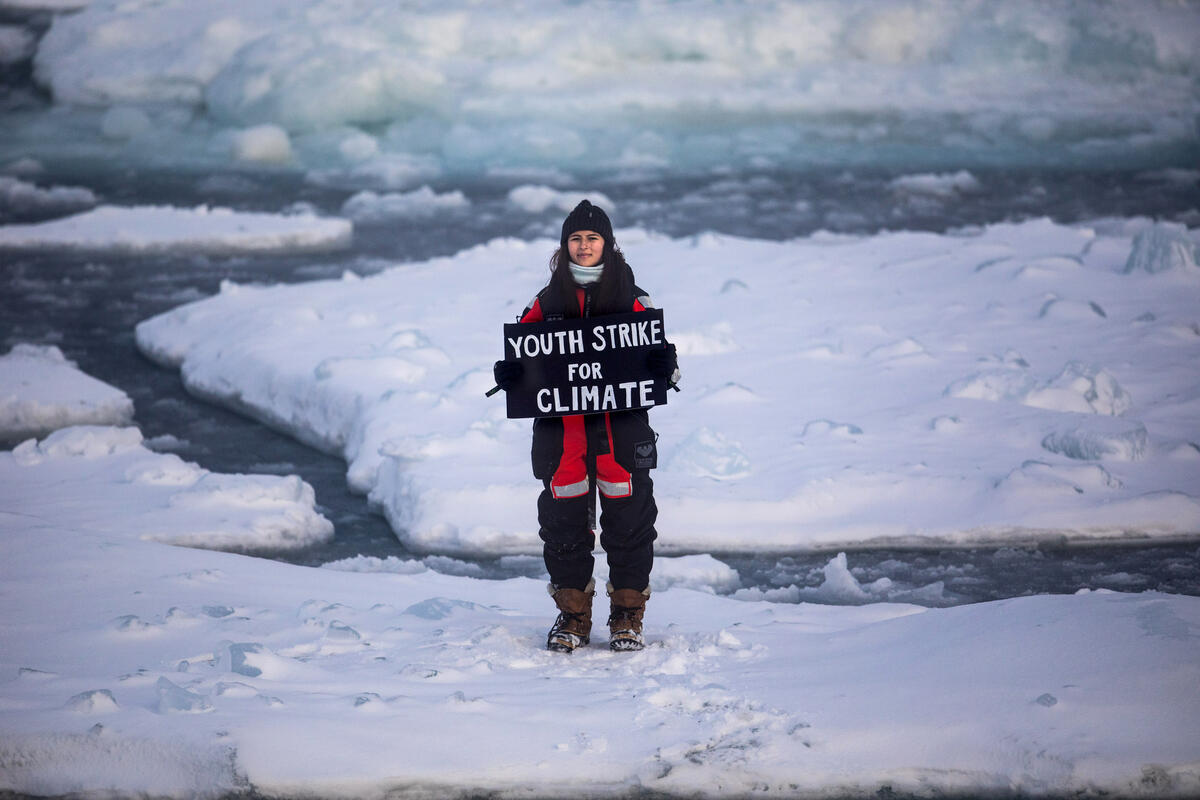 Mya-Rose Craig Holds Most Northerly Climate Strike. © Daniella Zalcman / Greenpeace