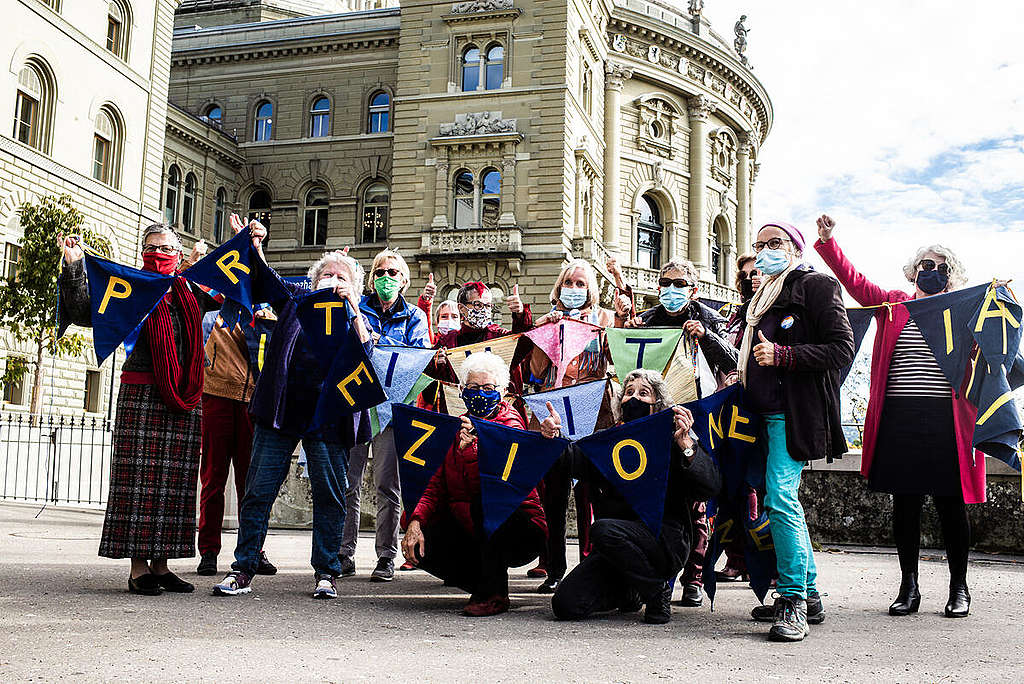 Climate Seniors Action at European Court of Human Rights in Switzerland. © Kathrin Grissemann / Ex-Press