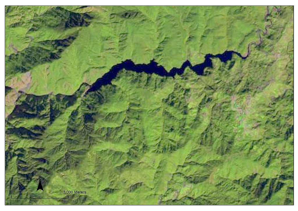 Satellite image of Taiwan's Techi reservoir taken on Nov. 11, 2019. Satellite image of Taiwan's Techi reservoir taken on Nov. 11, 2019.