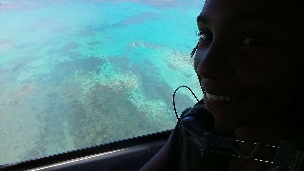 Helicopter trip with view on crystal clear ocean. © Aurelie Hector © Aurelie Hector Helicoptor trip with view on crystal clear ocean ©Aurelie Hector