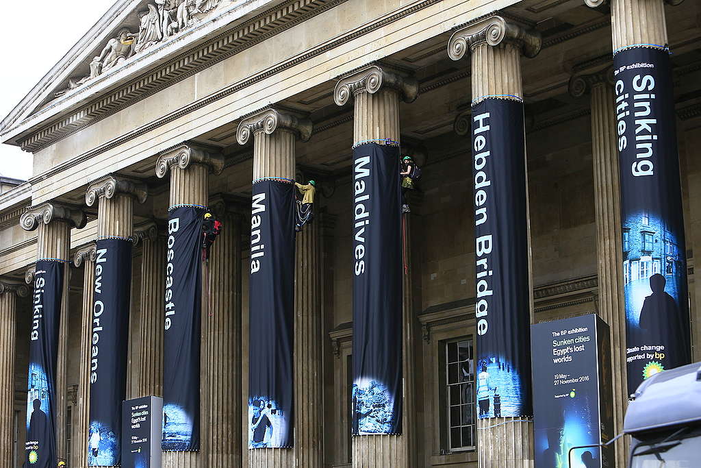 Protest at British Museum BP Exhibition in London. © Jiri Rezac / Greenpeace