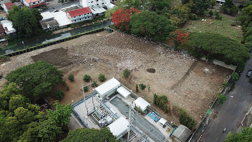 Before view of the empty plot of land.