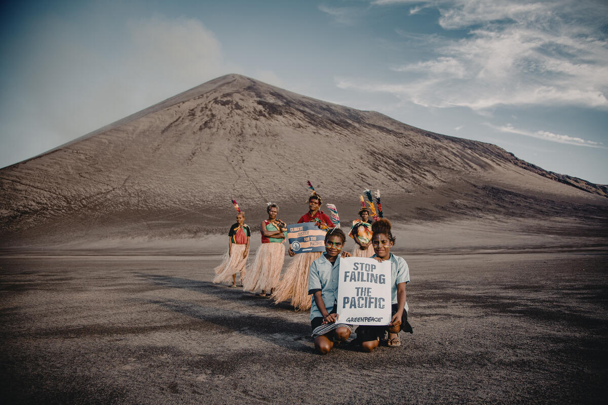 Pacific Climate Activists hold an action in Vanuatu for Climate Justice during COP26. © Greenpeace