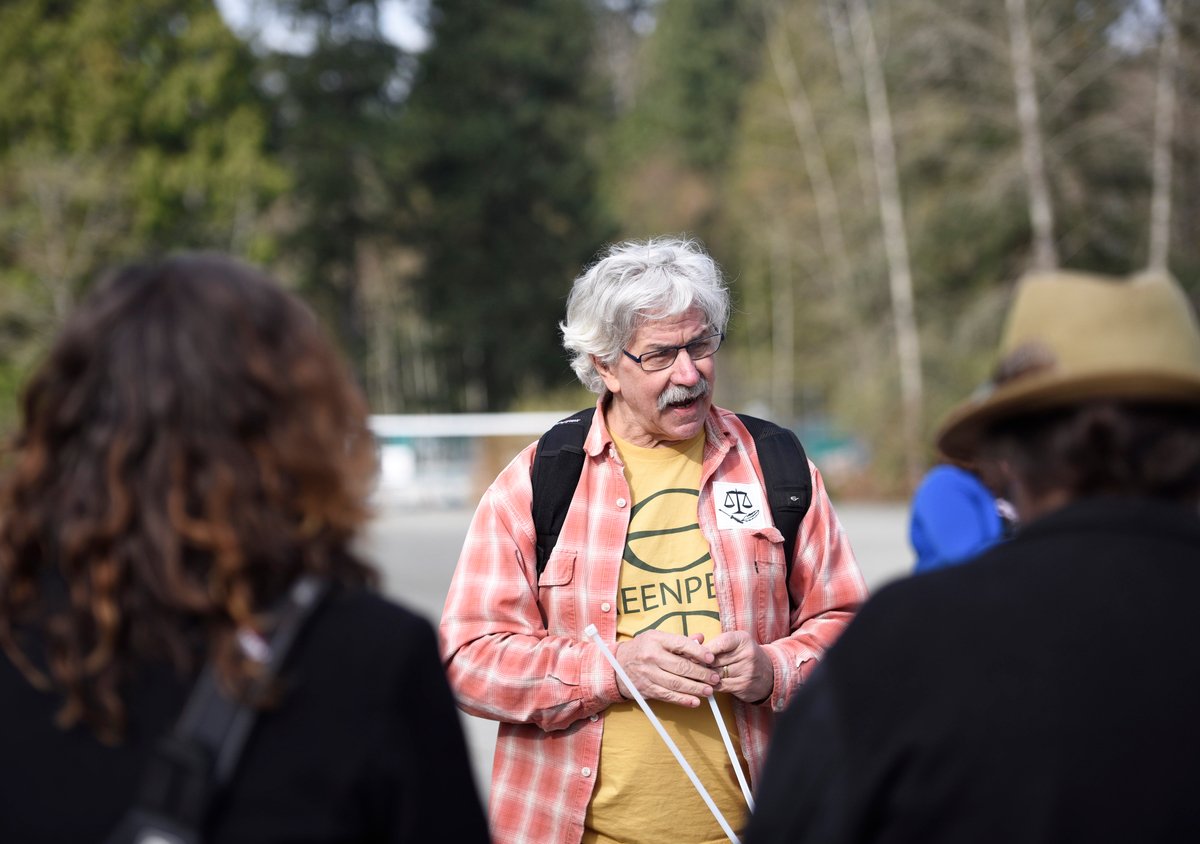 Rex Weyler at Kinder Morgan Tank Farm in British Columbia. ©  Rogue Collective / Greenpeace