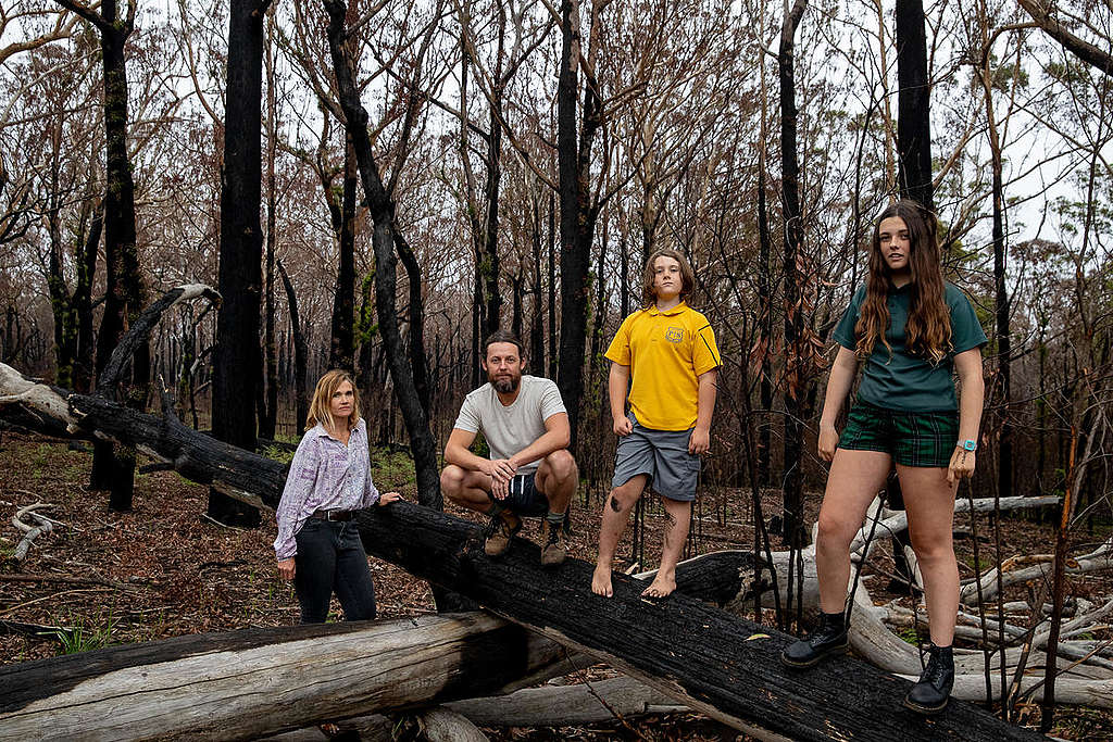 La familia Bastock cerca de Ulladulla, NSW. © Cybele Malinowski / Greenpeace