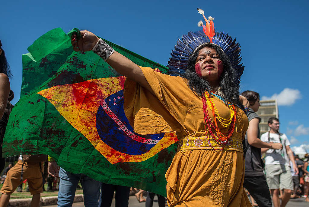 Sonia Guajajara at the Free Land Camp 2019 in Brazil © Christian Braga / Greenpeace