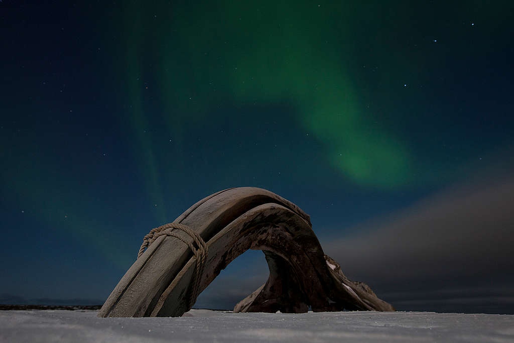 Aurora boreal sobre Hueso de Ballena in Alaska. © Rose Sjölander / 70°