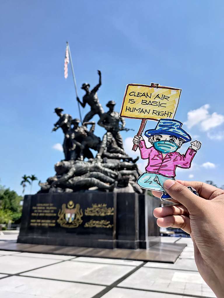 Greenpeace Malaysia organised photo-ops involving hand drawn Malaysian figurines held up in front of iconic places in Malaysia to deliver the message that clean air is a basic human right.