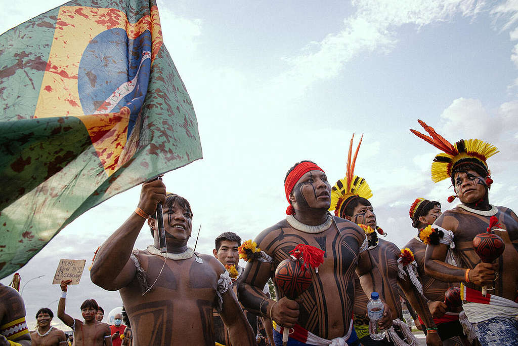 March for Democracy - Free Land Camp 2022 - By Tuane Fernandes. © Tuane Fernandes / Greenpeace