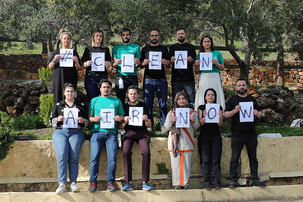 Greenpeace MENA employees in Lebanon during the Global Week of Action for Clean Air and a Healthy Future for All 