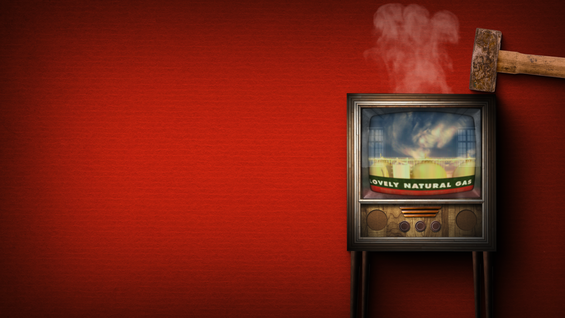 Image of TV being hammered