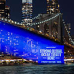 Greenpeace USA activists project scenes of beauty and fragility onto New York’s iconic Brooklyn Bridge. On the eve of the IGC5 negotiations at the United Nations where governments are meeting at the United Nations to negotiate a new Global Ocean Treaty, which will determine the fate of the oceans. The projections urge negotiators to act and finalise the strongest Treaty possible.
