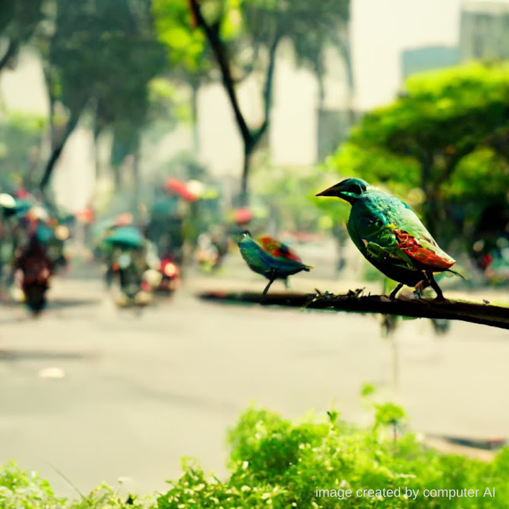 Image shows AI generated image from the keywords "Jakarta Clean City streets with Birds" Image shows AI generated image from the keywords "Jakarta Clean City streets with Birds"