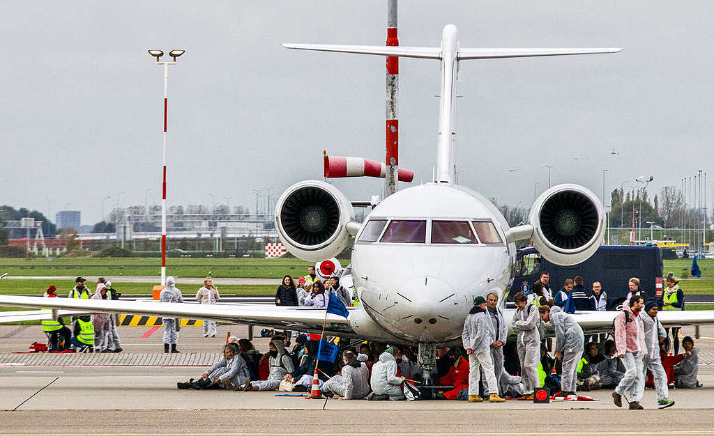 Schiphol Airport Protest in Amsterdam.