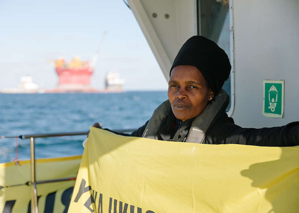 Portrait of Nonhle Mbuthuma. © Marie Jacquemin / Greenpeace