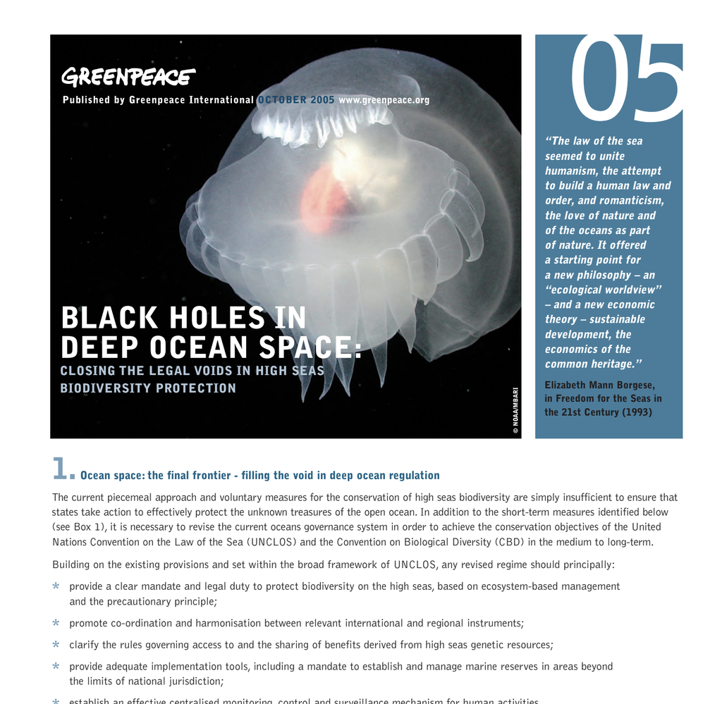 Screenshot of the cover of the 2005 Oceans briefing document. Screenshot of the cover of the 2005 Oceans briefing document.