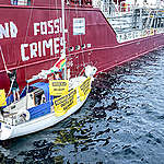 18th June, Mongstad, Norway – Activists from Greenpeace Nordic have taken peaceful action against a tanker, carrying toxic waste from the Norwegian oil industry to be discharged in Denmark. The activists have dived down with magnets and attached a small sailboat to the hull of the tanker Bothnia that is transporting up to 9 000 tonnes of toxic wastewater from Norwegian oil giant Equinor’s refinery at Mongstad. 

The activists have also painted "Equitox" on the side of the 118 metre long chemical tanker.

As much as 150 000 tonnes of toxic water is believed to be exported to Denmark each year where it is treated before being released into Danish waters. The current treatment is unable to remove all harmful toxic and carcinogenic chemicals such as PFOS and PAHs from the water, and local people have reported a dramatic decline in fish populations in areas where the water is discharged., Greenpeace block Equinor’s illegal toxic waste export