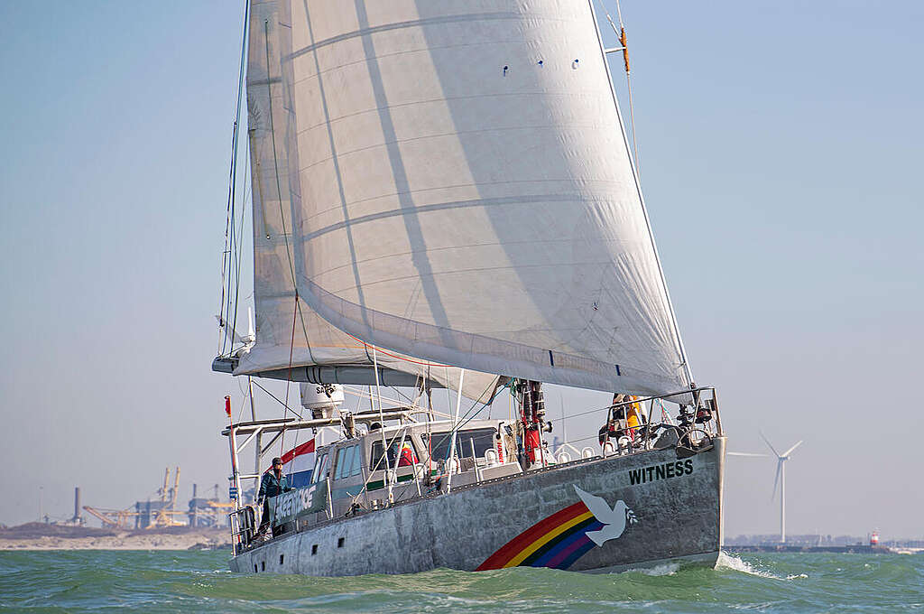 SY Witness's Maiden Voyage in Netherlands. © Marten van Dijl / Greenpeace