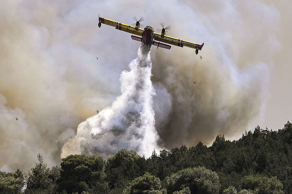 A firefighting plane sprays water during a fire in Dervenochoria, north-west of Athens © Spyros BAKALIS / AFP © Spyros BAKALIS / AFP A firefighting plane sprays water during a fire in Dervenochoria, north-west of Athens © Spyros BAKALIS / AFP © Spyros BAKALIS / AFP