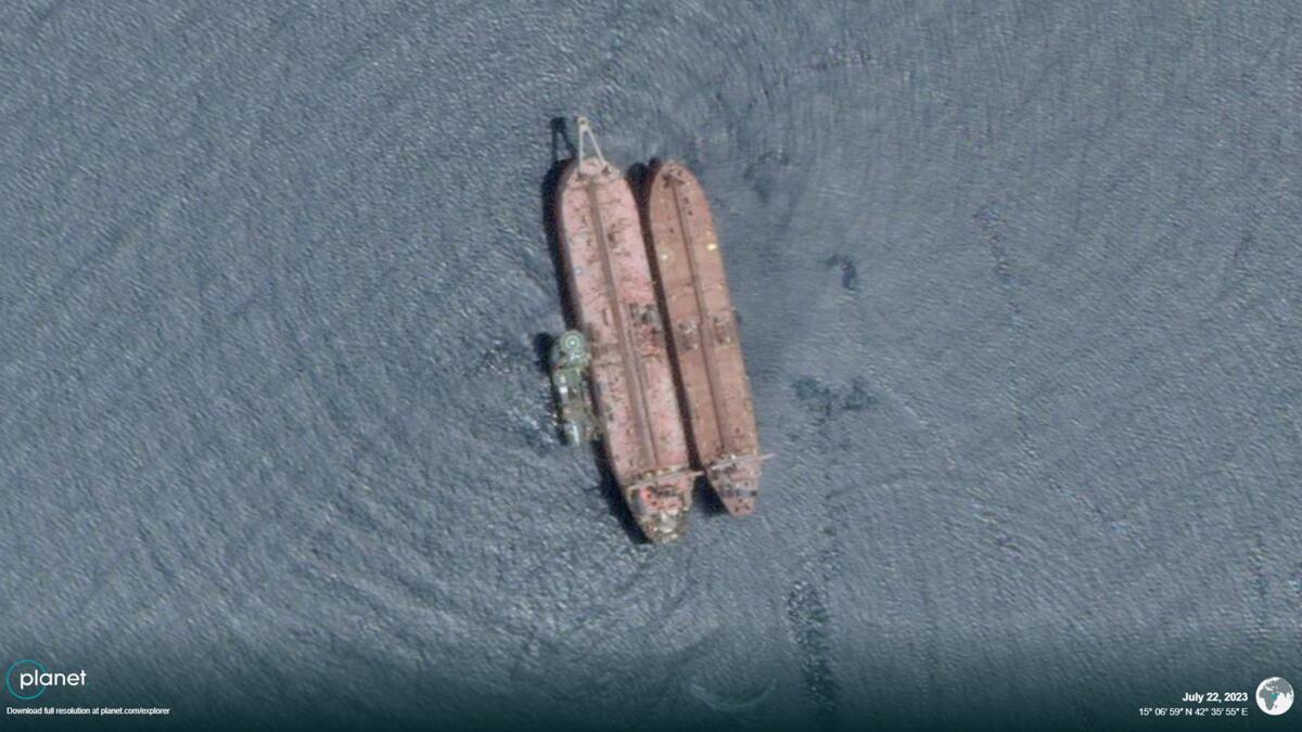 FSO Safer and Ndeavor in the Red Sea. © Greenpeace / Planet Labs PBC 2023