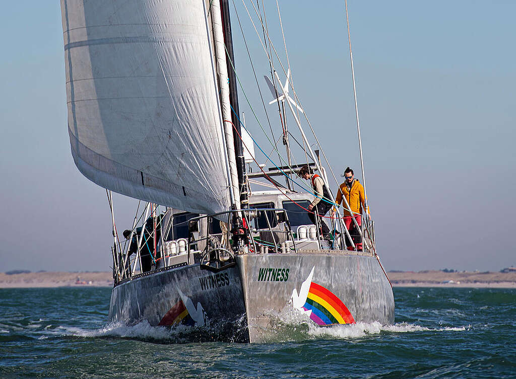 SY Witness's Maiden Voyage in Netherlands. © Marten van Dijl / Greenpeace