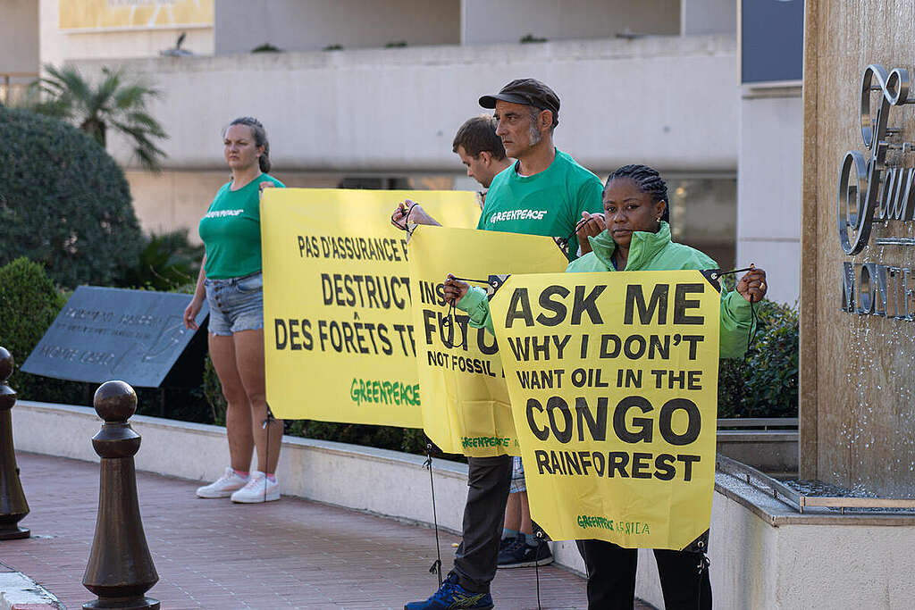 Don't Insure Rainforest Destruction - Action in Monte Carlo. © Greenpeace