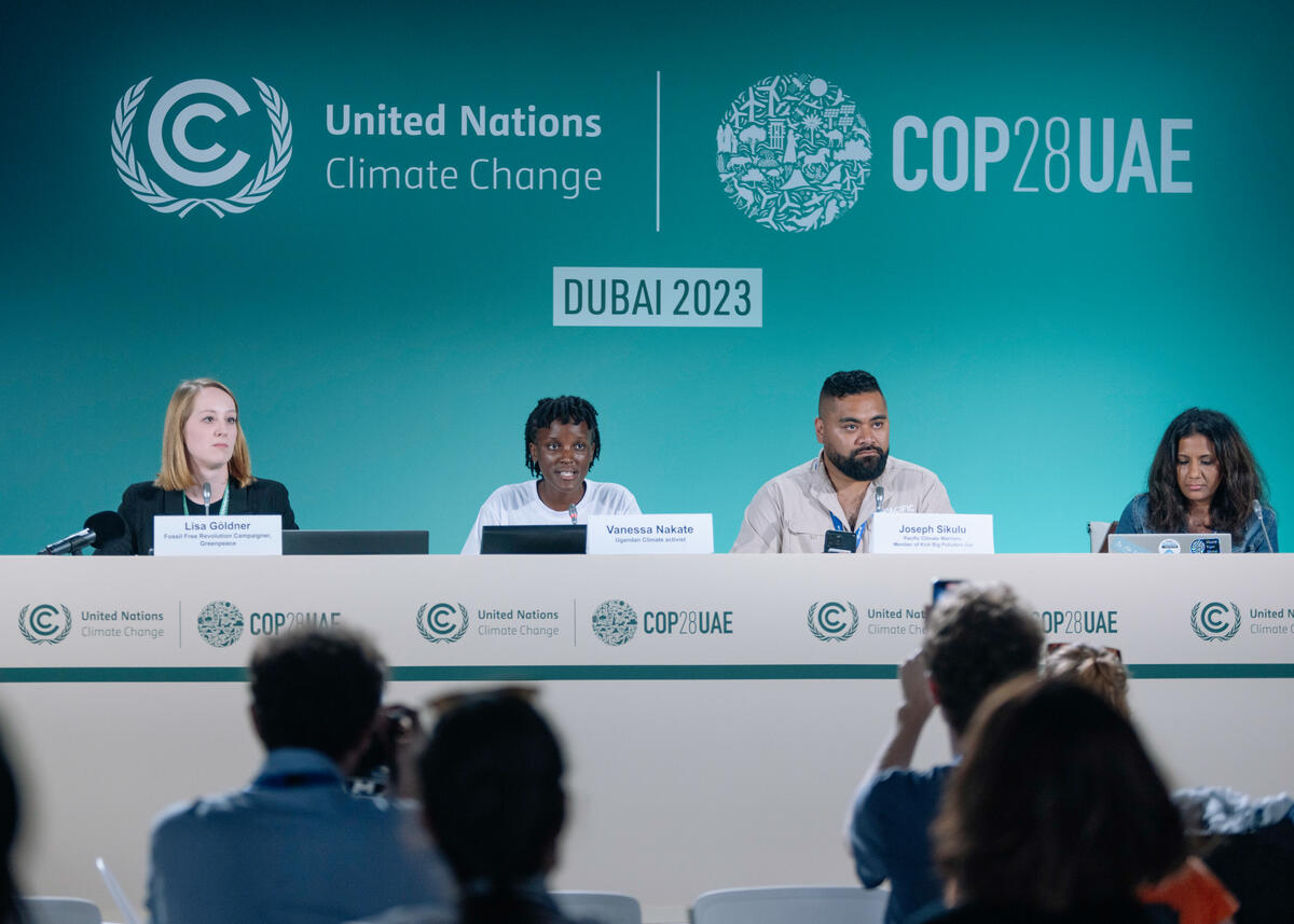 Climate Action Network Press Conference at COP 28. © Marie Jacquemin / Greenpeace