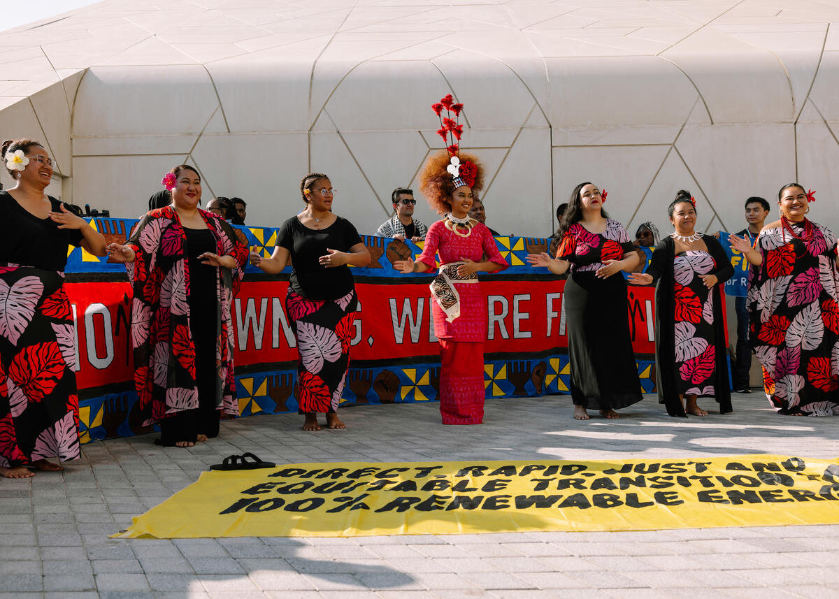 Pacific Power Up at COP 28. © Marie Jacquemin / Greenpeace