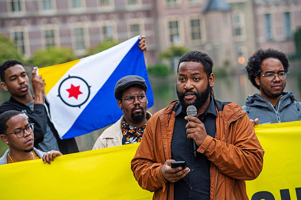 Bonaire Climate Legal Case Launch in The Hague. © Marten  van Dijl / Greenpeace