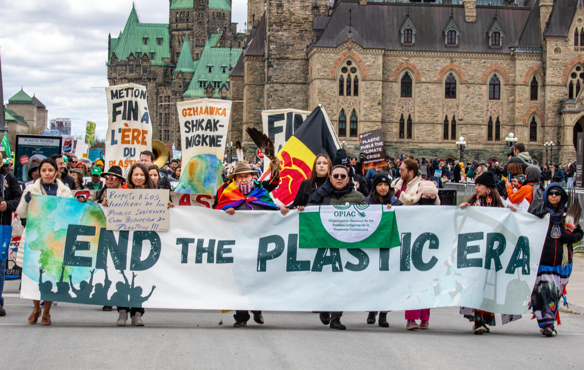 Civil society groups from around the world come together in a mass mobilization at the fourth session of the Intergovernmental Negotiating Committee (INC-4) meetings in Ottawa, Canada.