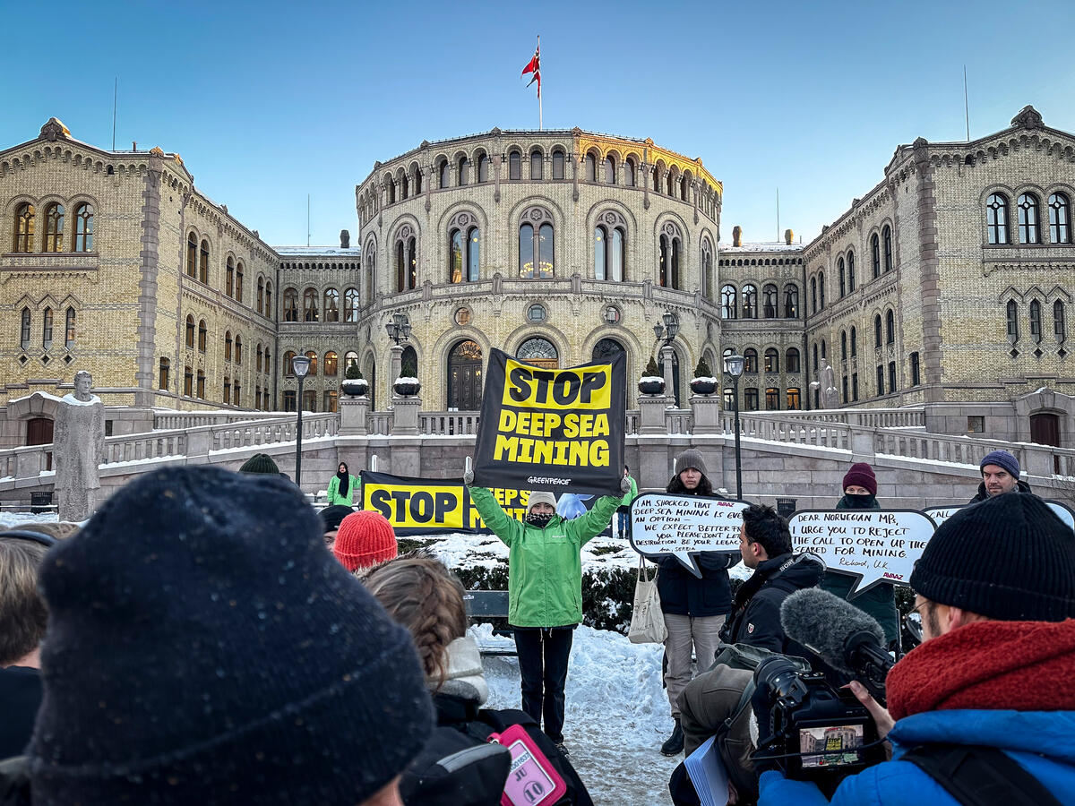 Activists United against Norway’s Plans for Deep Sea Mining. © Will Rose / Greenpeace