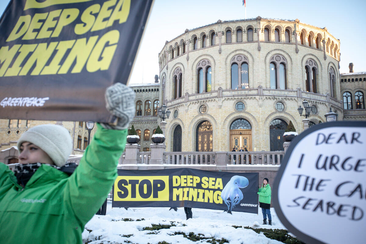 Activists United against Norway’s Plans for Deep Sea Mining. © Will Rose / Greenpeace