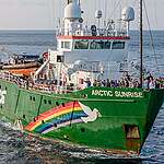 Crew on board the Arctic Sunrise in the Pacific Ocean, between Galápagos and Ecuador.

The Arctic Sunrise is on a six-week expedition around the Galápagos islands, with scientists from the Jocotoco Conservation Foundation, the Charles Darwin Foundation, the Galápagos Science Center, MigraMar and Galápagos park rangers. The expedition will showcase the power of marine protection by documenting the success of the Galápagos Marine Reserve through the incredible wildlife and habitats of the sea near the Galápagos. Data collected during the expedition will help to make the case for a new high seas protected area.